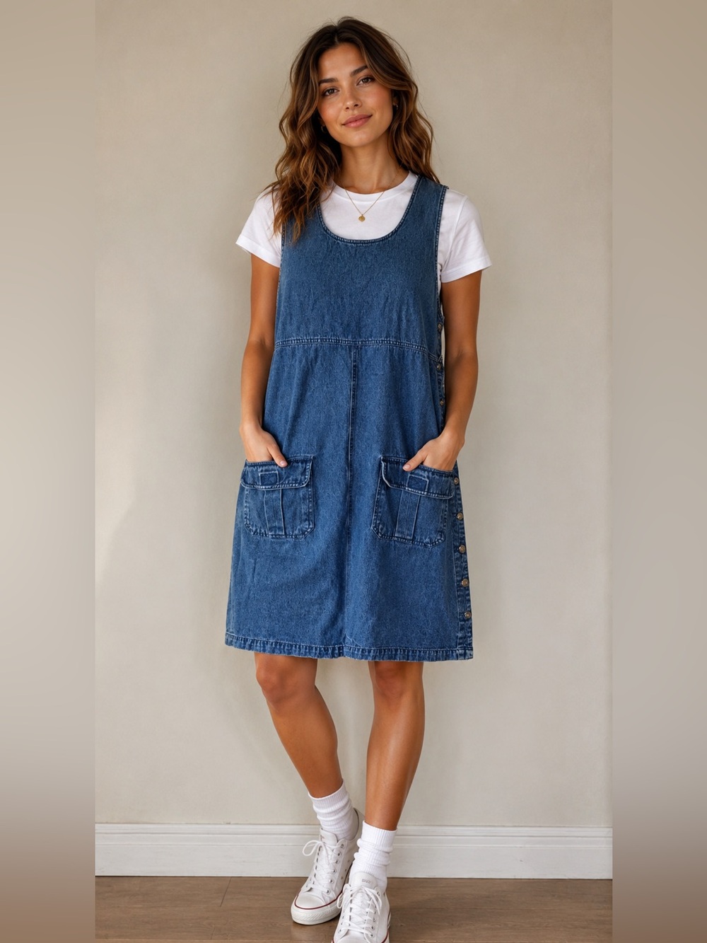 Vintage 90s Blue J Denim Jumper Dress • Pinafore